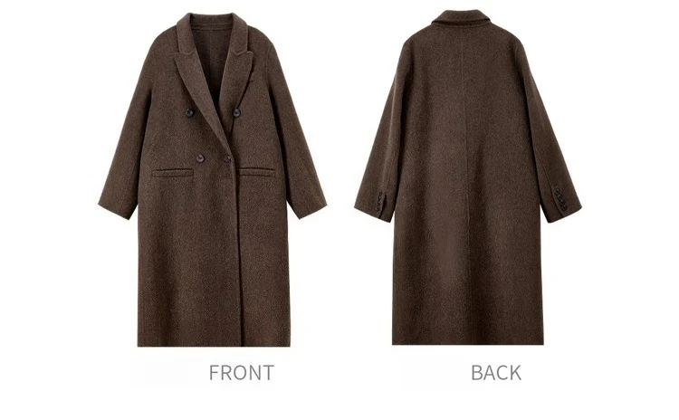 SENTUBILA Damen-Wollmäntel 2026 Winter, locker geschnittene, doppelseitige Jacken mit spitzem Revers, zweireihige Damen-Übermäntel W54OA8769 – Detail 33