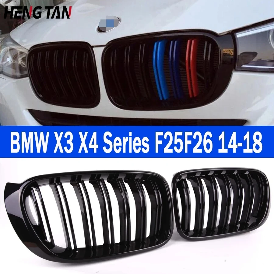 

Для BMW X3, X4, F25, F26, 2014-2018, автомобильный Стайлинг, яркий черный цвет, фоторамка переднего бампера, средний радиатор, гриль, сетчатая крышка, комплект кузова