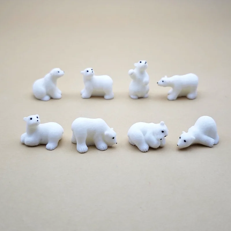 5/10pcs Mini Resin Polar Bear Figurines, Animal Miniatures for Garden Fairy, Home Desk Potted Plant Micro Landscaping Decoration