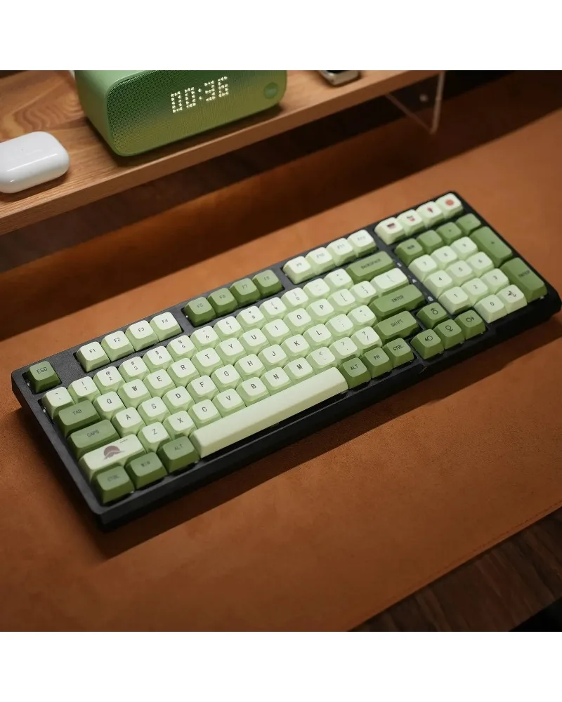 light green and white gradient pbt dye sub keycaps full set oem profile for mechanical keyboards
