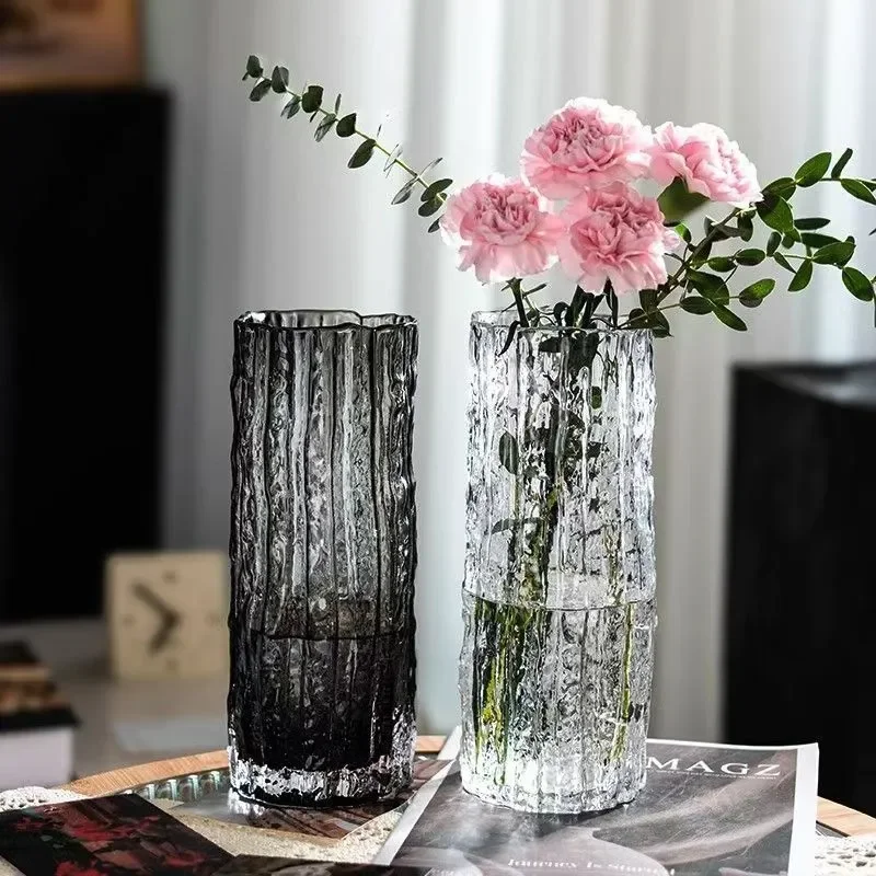Transparent Glass Vase for Hydroponic Lily Rose Modern Light Luxury Home Decor Living Room Flower Arrangement Ornament