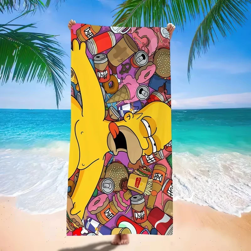 1pc Anime T-The S-Simpsons Family Cartoon Aesthetic Beach Towel Ultra Absorbent Cool Room Stuff Bath Towel Swimming Outdoor