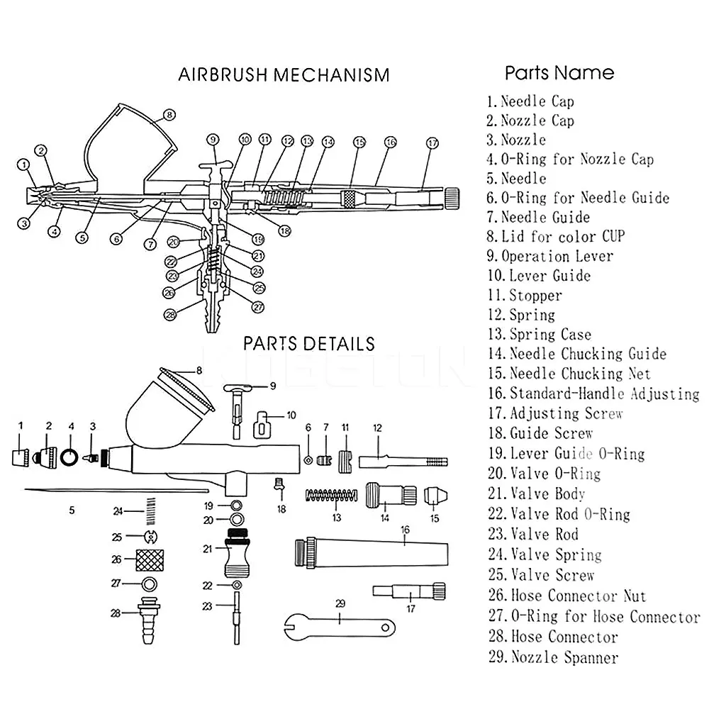 0,3 mm Dual Action Airbrush Spritzpistole Airless Air Gravity Modell Feed Spritzpistole für Körperbemalung und Modellmalerei Nagelwerkzeug