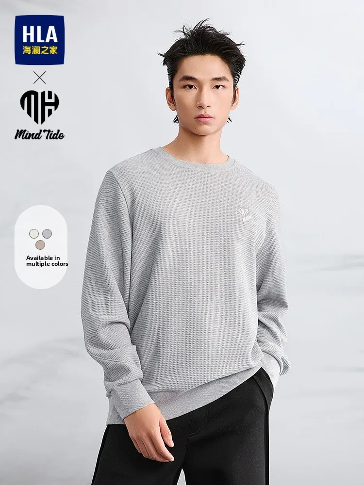 Men's Crew Neck Sweatshirt Hoodie Knitted Fabric Straight Cut Casual Style Long Sleeve round Neck Micro Stretch Autumn New Ar...