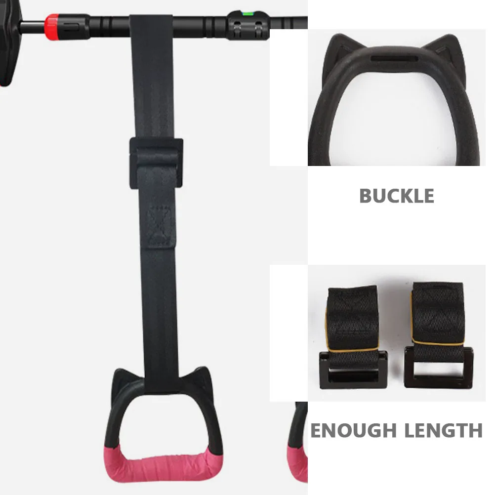 مجموعة واحدة من حلقات الجمباز مع أشرطة قابلة للتعديل، حلقات سحب غير قابلة للانزلاق للأطفال، معدات تدريب القوة واللياقة البدنية