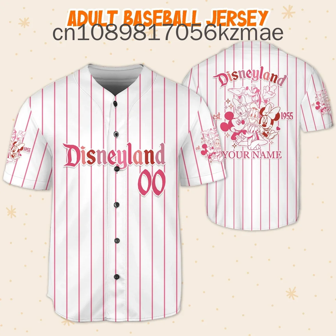 Custom Disney Mickey Friends Disneyland Happy Valentine\'s Day Baseball Jersey Men\'s and Women\'s Children\'s Baseball Shirt