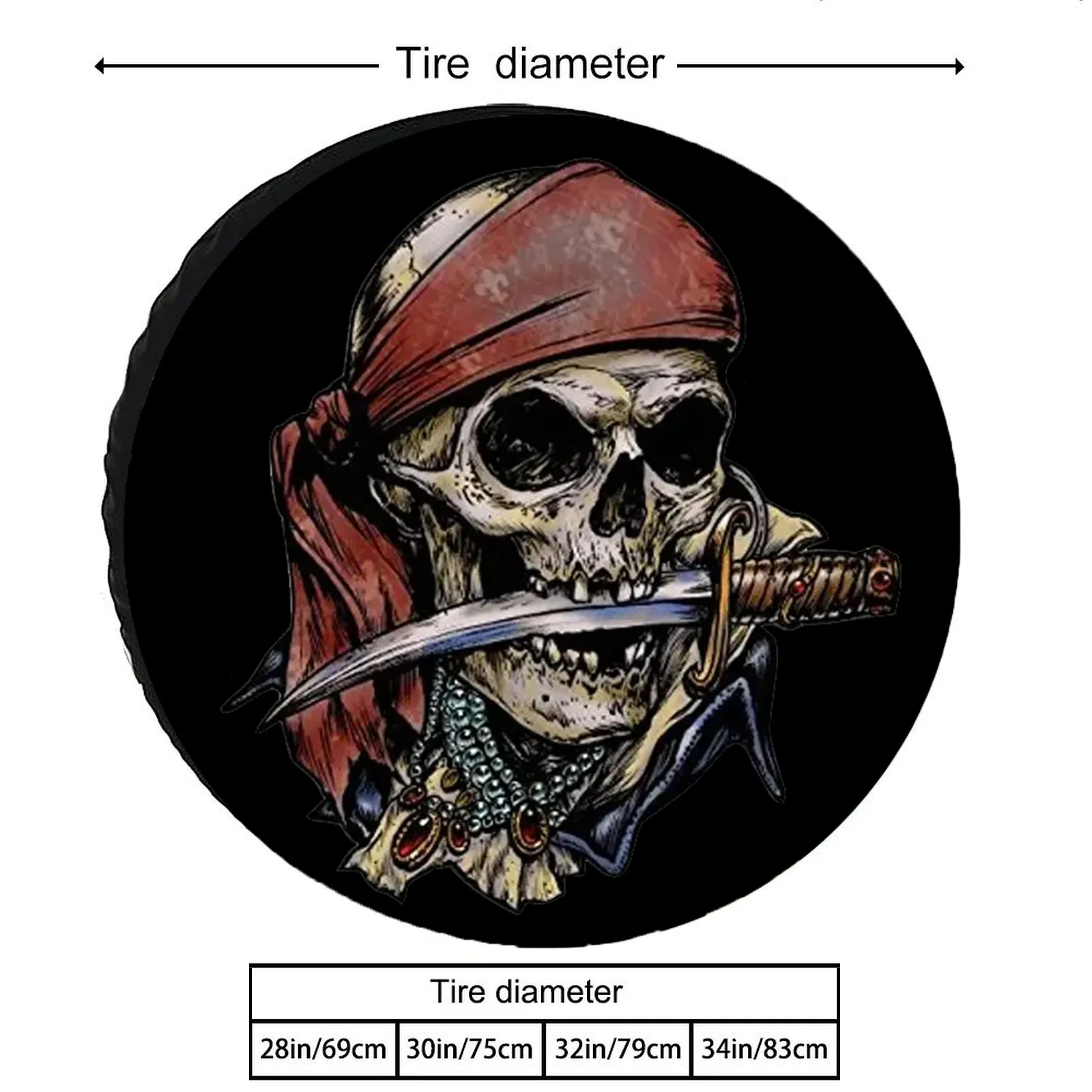 1pc Polyester Pirate Skull Spare Tire Cover With Knife, Universal Fit Rainproof Wheel Protector For Camping, Travel Trailers, An