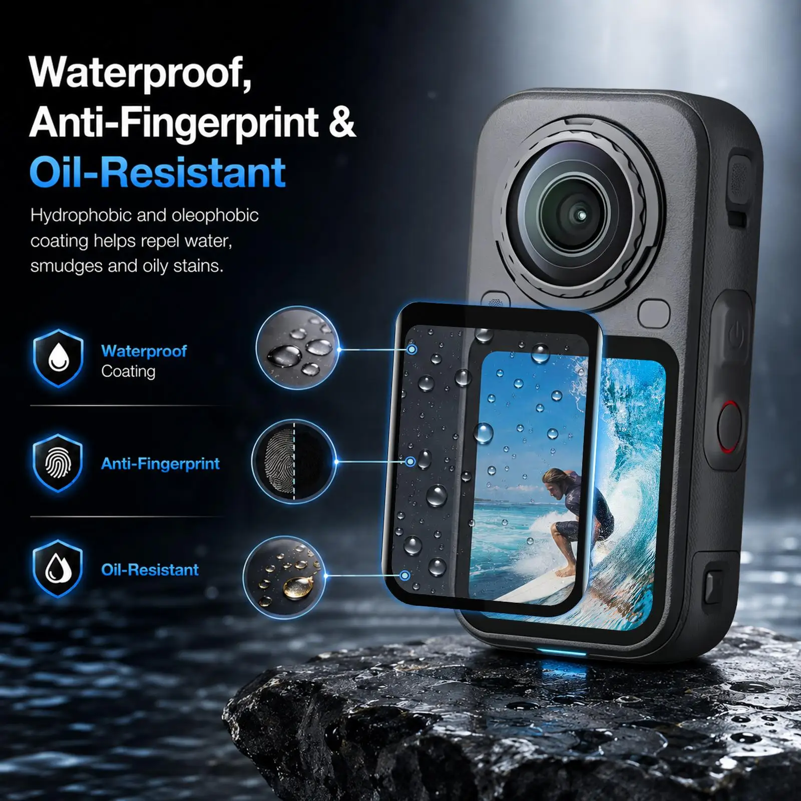 PULUZ for Insta360 X6 9H 2.5D Curved HD Screen Tempered Glass Film