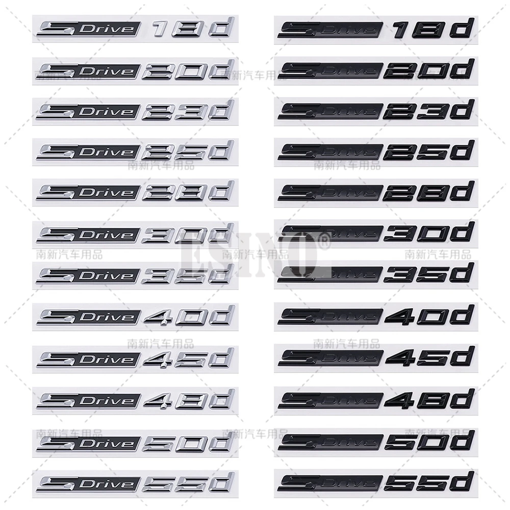 Car Styling 3D ABS Rear Trunk Emblem S Drive 18d 20d 23d 25d 28d 30d 35d 40d 45d 48d 50d 55d Badge Body Adhesive Emblem for BMW