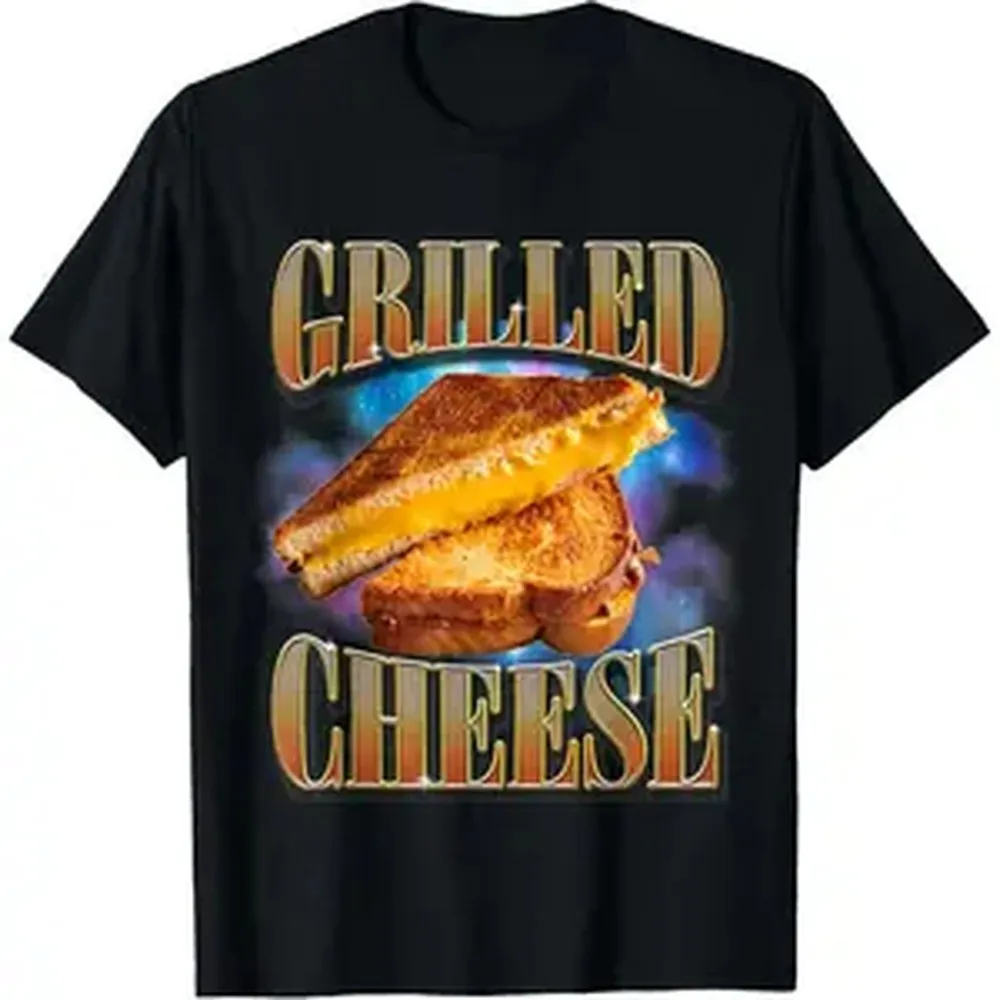 Camiseta divertida y original para amantes de la comida, con diseño de pan tostado con queso, estilo meme de los 90.