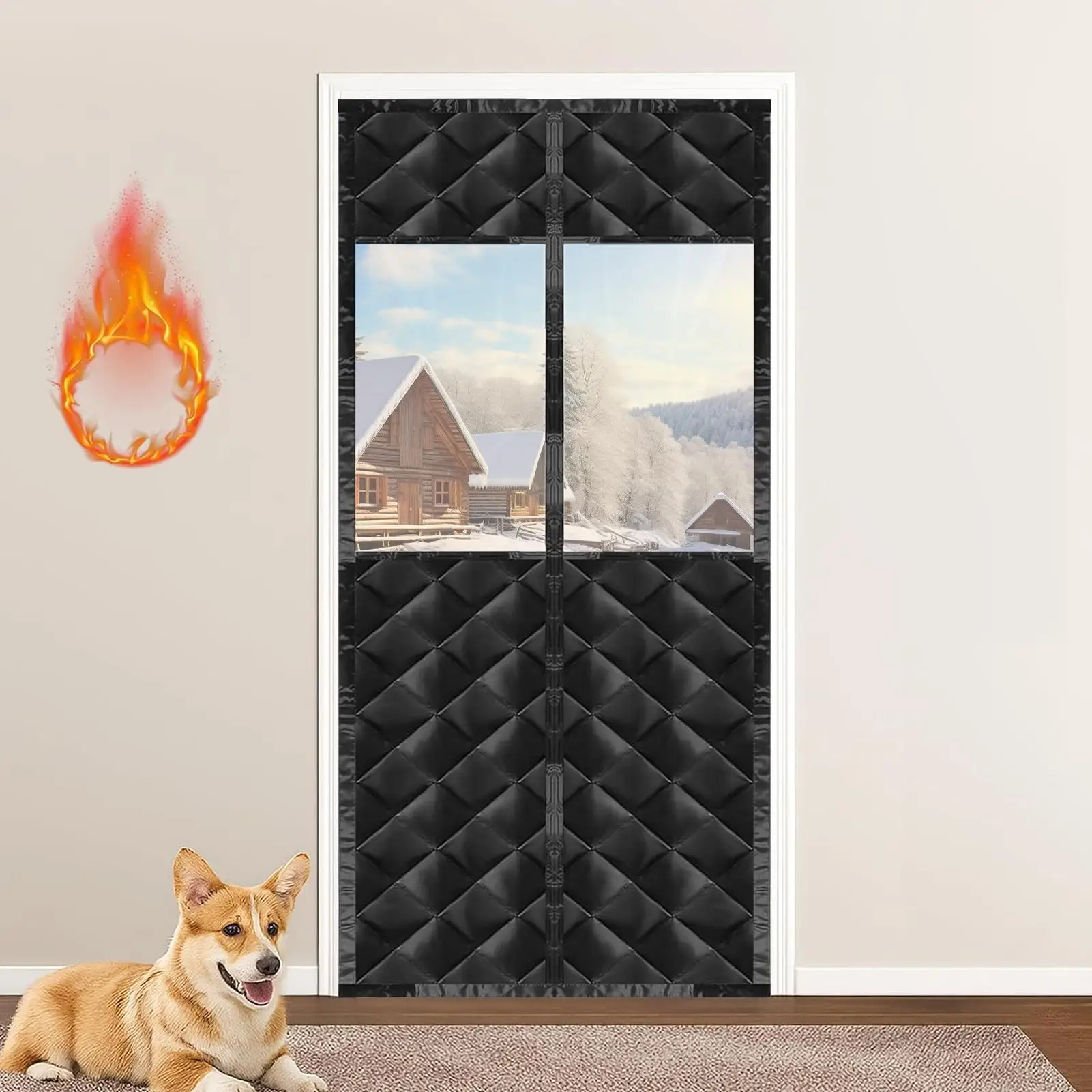 

Thermal Door Cover For Winter Protector 33 X 80 Inches With Transparent Window Door Blanket For Trailer Home House Winter Garage