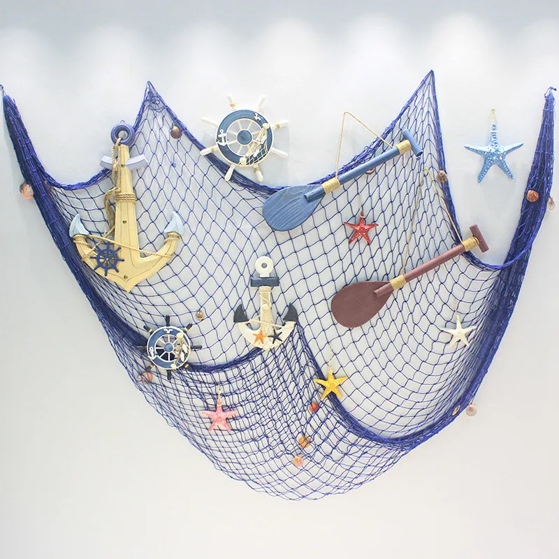 Big Fishing Nets For Theme Restaurant Studio Home Decoration Props Mediterranean Sea Style Wall Hangings Ornament Wall Sticker