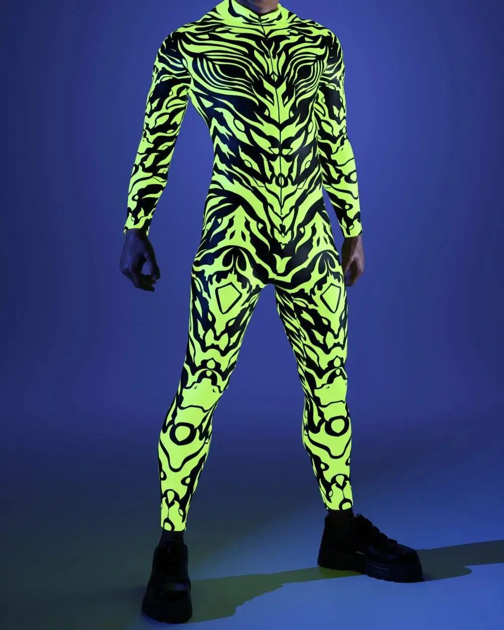 Herren Regenbogen-Party-Punk-Jumpsuit Onesie Halloween Cosplay Kostüm Elastischer Party-Performance-Bodysuit – Detail 19
