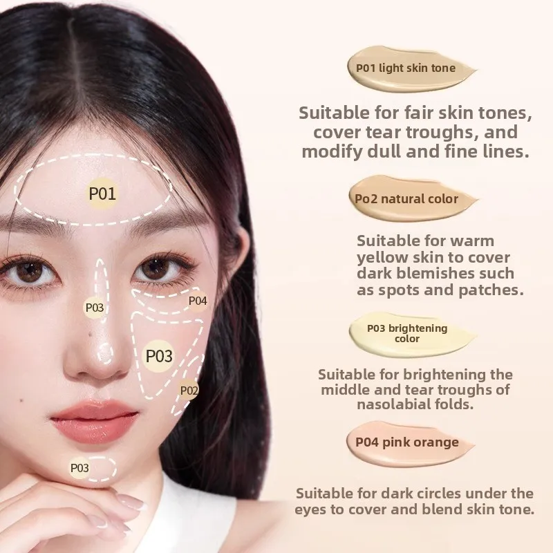 DEZONE corretivo de duas cabeças, capa para marcas de acne, bolsas para os olhos, olheiras, iluminar e hidratar, maquiagem de base líquida