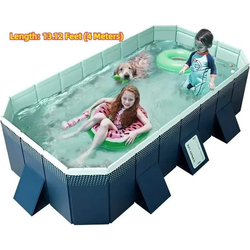4M Foldle Non-Inflatable Swimming Pool for Kids And Adults Outdoor Hard Plastic Shell Kid Pool for Backyard Dog Pools 13.12FT