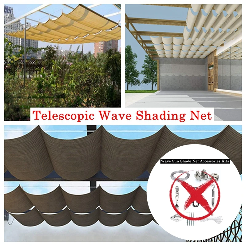 Customize Telescopic Wave Sunshade Net HDPE Anti-UV Shading Net Home Terrace Balcony Privacy Safety Fence Netting Canopy Shadow