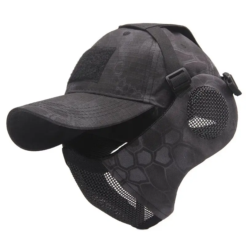 YCTAC Tactical protective wire mesh mask Baseball cap and face mask set multiple colors available sun hat for outdoor activities