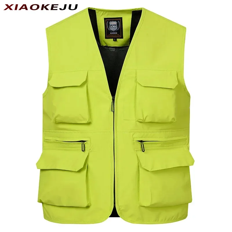 MAN Fishing Work Coat Waterproof Denim Hiking Clothing Custom Made Multi-pocket Sleeveless Vest Jacket Hunting Luxury Padded Men