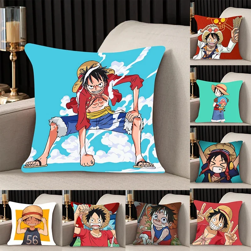 home decor Pillow Cover Monkey D. Luffy iving room bedroomo office car 45x45 Dakimakura Throw Pillows Square Pillowcase boy gift