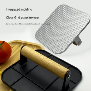 Ahşap saplı dökme demirinizin uzunluğuna basın, alüminyum alaşımlı yapışmaz, et, yandan dönen, açık Barbekü, mutfak, ev Düdüklü tencerenizdeki 6 büyük satış-demir no. 2