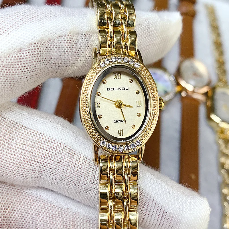 Elegant Women'S Wristwatch, Solid Steel Strap, Butterfly Clasp, Petite Oval Shape, Suitable For Women'S Wear, Unique Wristwatch.