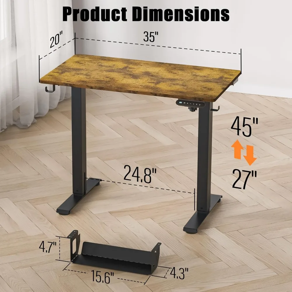 Escritorio eléctrico de altura ajustable, escritorio compacto con soporte para sentarse de 35 x 20 para oficina en casa, niños y necesidades informáticas