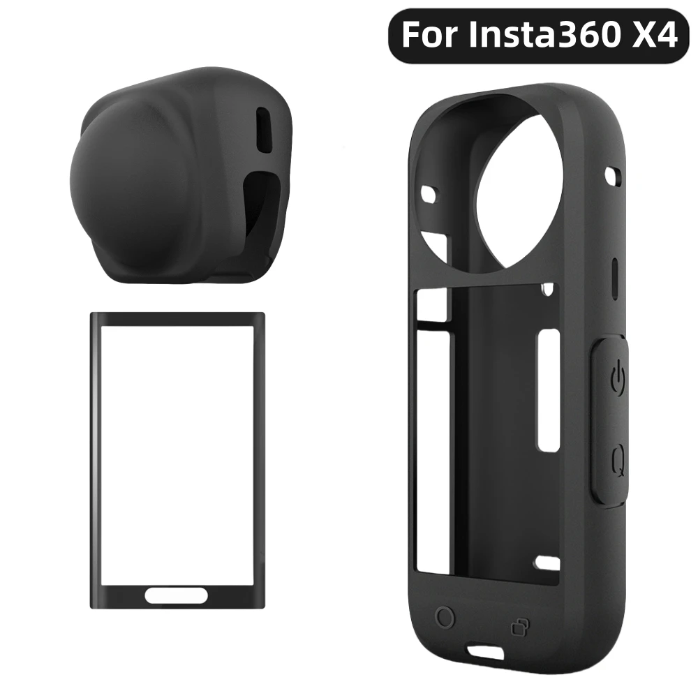 Silicone Case Lens Cap Cover Screen Glass Protector for Insta360 X4 Action Camera Anti-Dust Protective Accessories