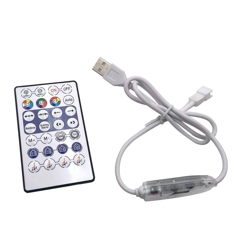USB5V/DC12-24V WS2812B WS2811 WIFI SPI Music LED Controller 24/28Keys Remote SurpLife App Max Control 2048Pixels Smart Led Strip
