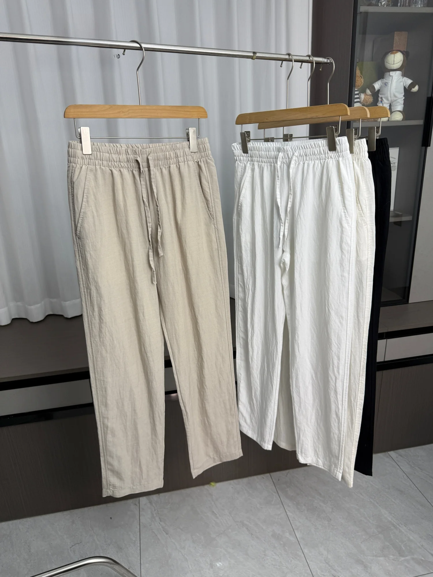 Comfortable Elastic Waist Casual Straight Leg Pants Men's Summer Loose Fit Breathable Fashionable Straight Tube Long Trousers