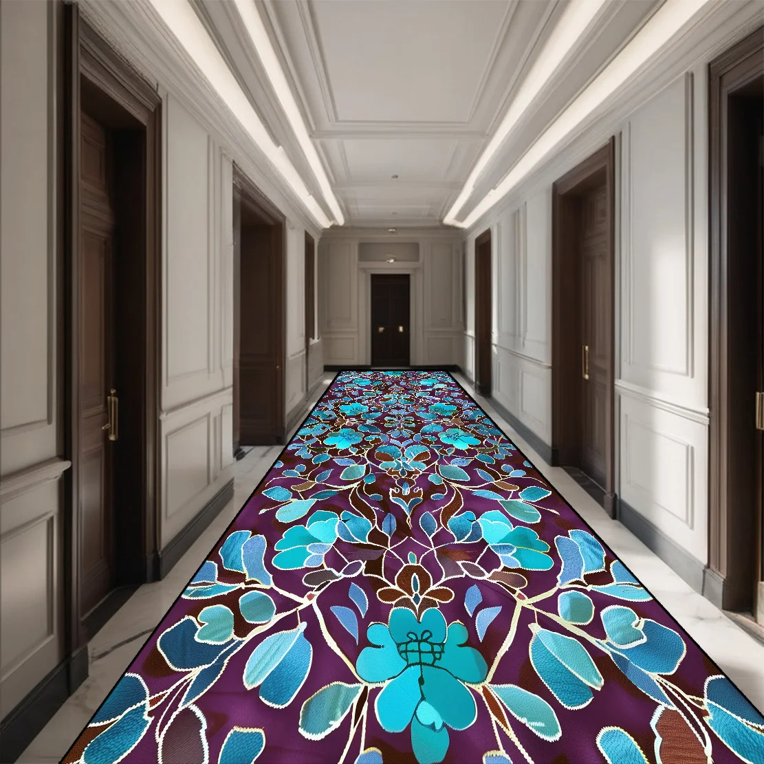 Washable Aisle Walkway Carpet Plant Pattern Carpet Runner for Living Room Anti Slip Long Hallway Area Rugs Hotel Stairs Mats 러그