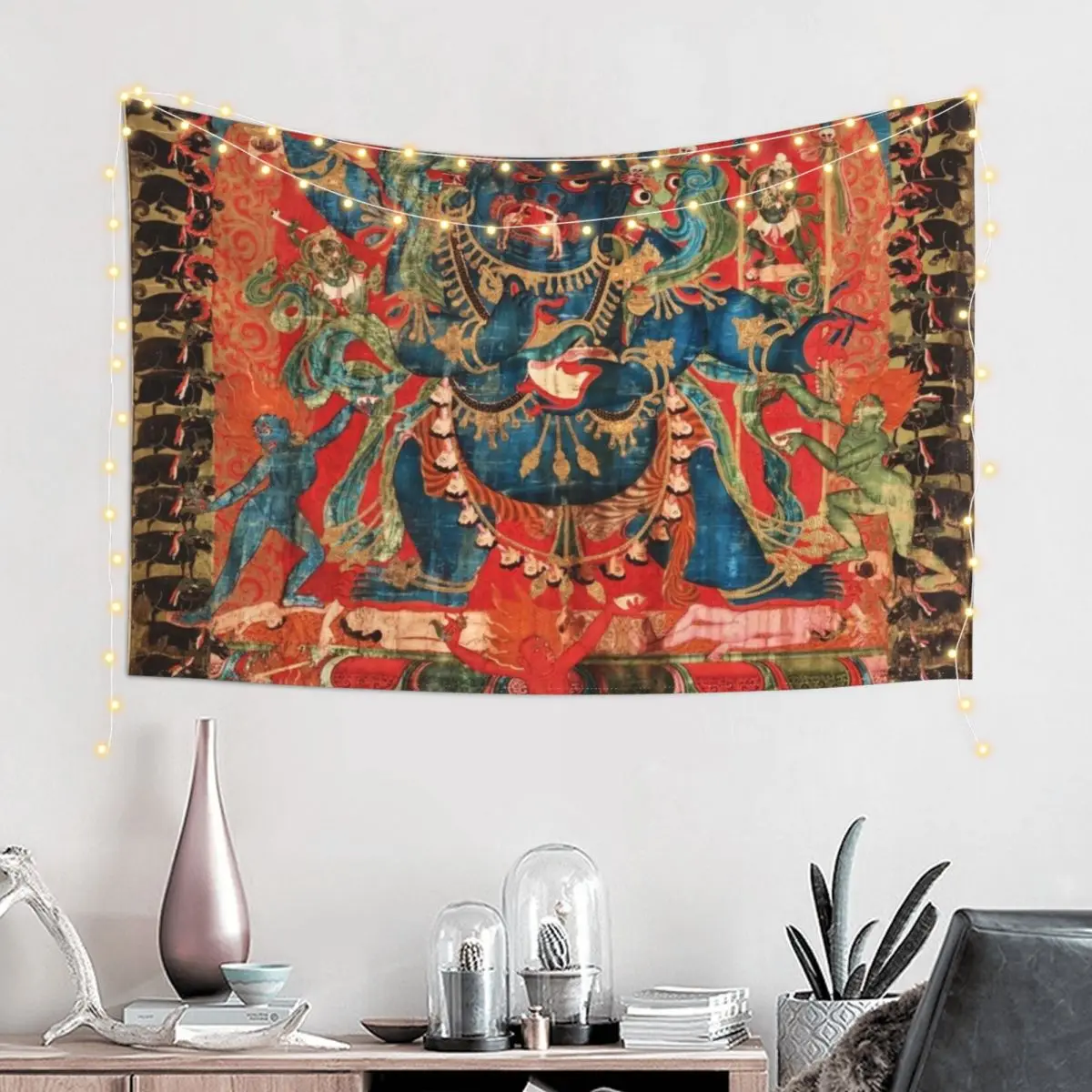 Mandala 143 Mahakala Chaturmukha Four Faced Tapestry Decoration Bedroom Decorative Wall Mural House Decoration Tapestry