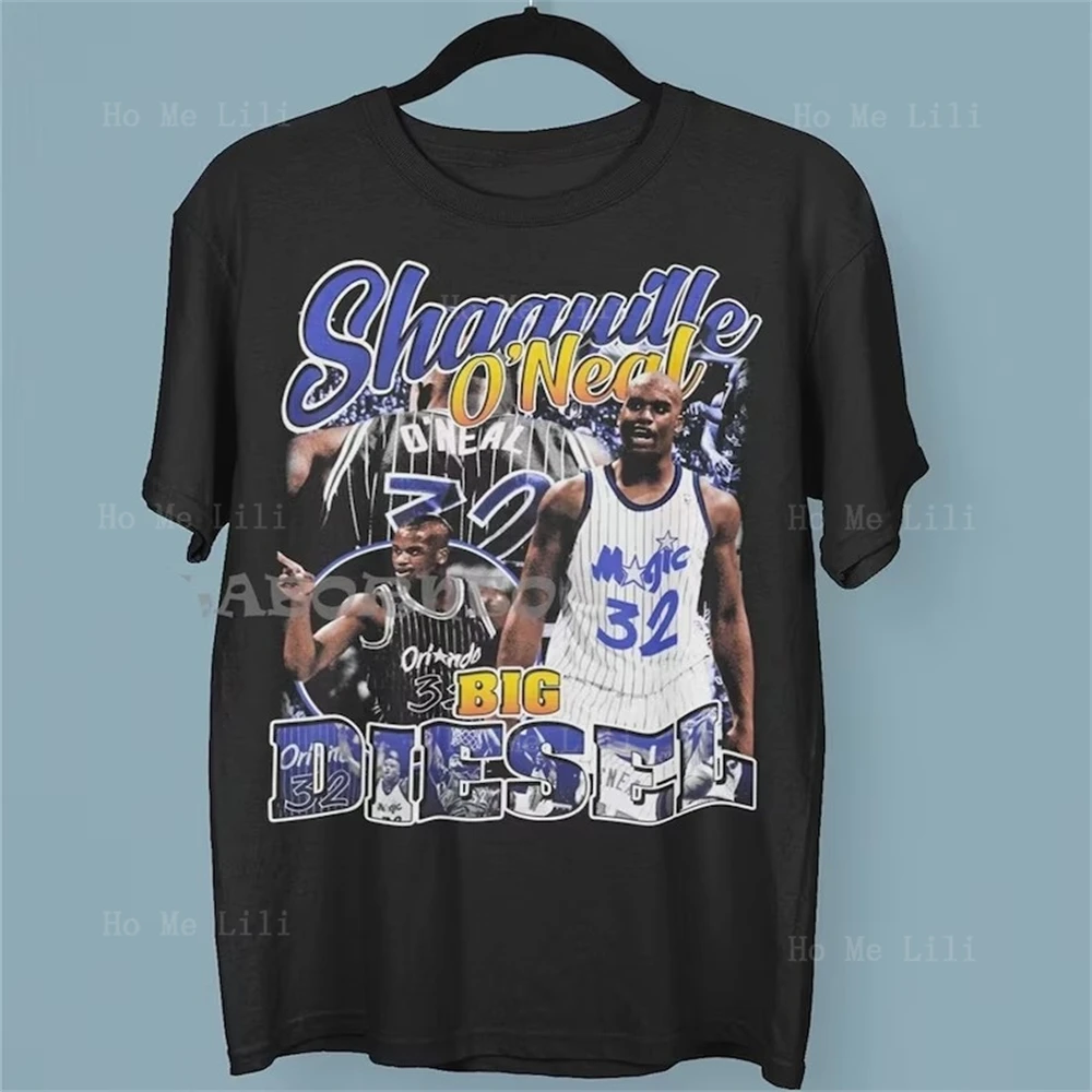 Mens Oversize Tshirt Retro Style Shaquille O 'Neal Tee Big Basketball Player