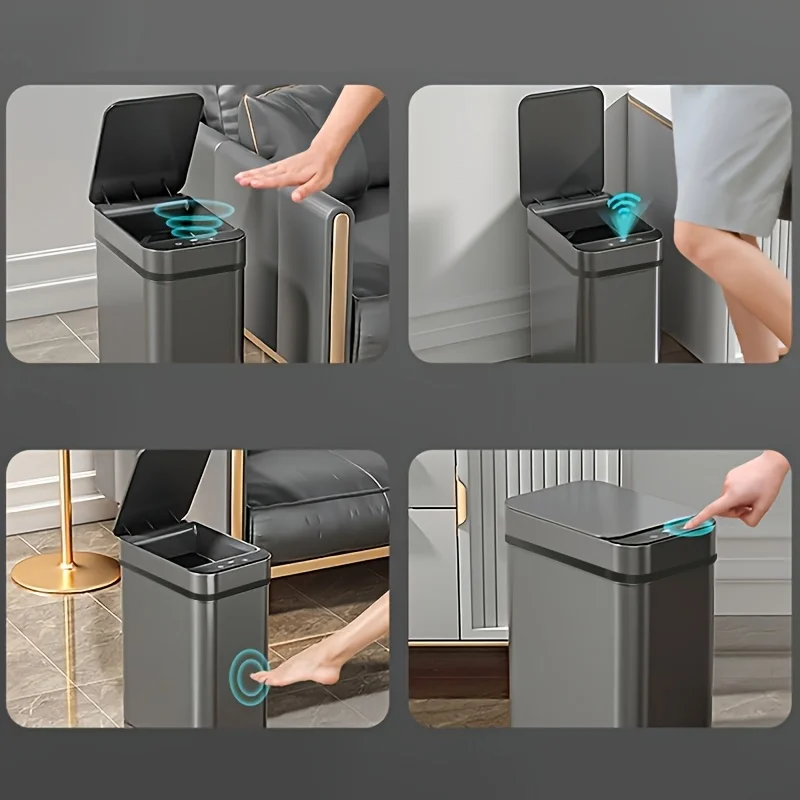 Black 2.94 Gallon Smart Waste Bin Motion Sensor Touchless Trash Can with Lid for Bathroom