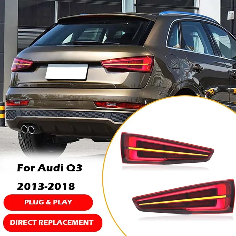 Pair LED Tail Light Assembly For Audi Q3 Tail Lights 2013-2018 Rear Lamps Dynamic Turning Signal Plug And Play Auto Accessories