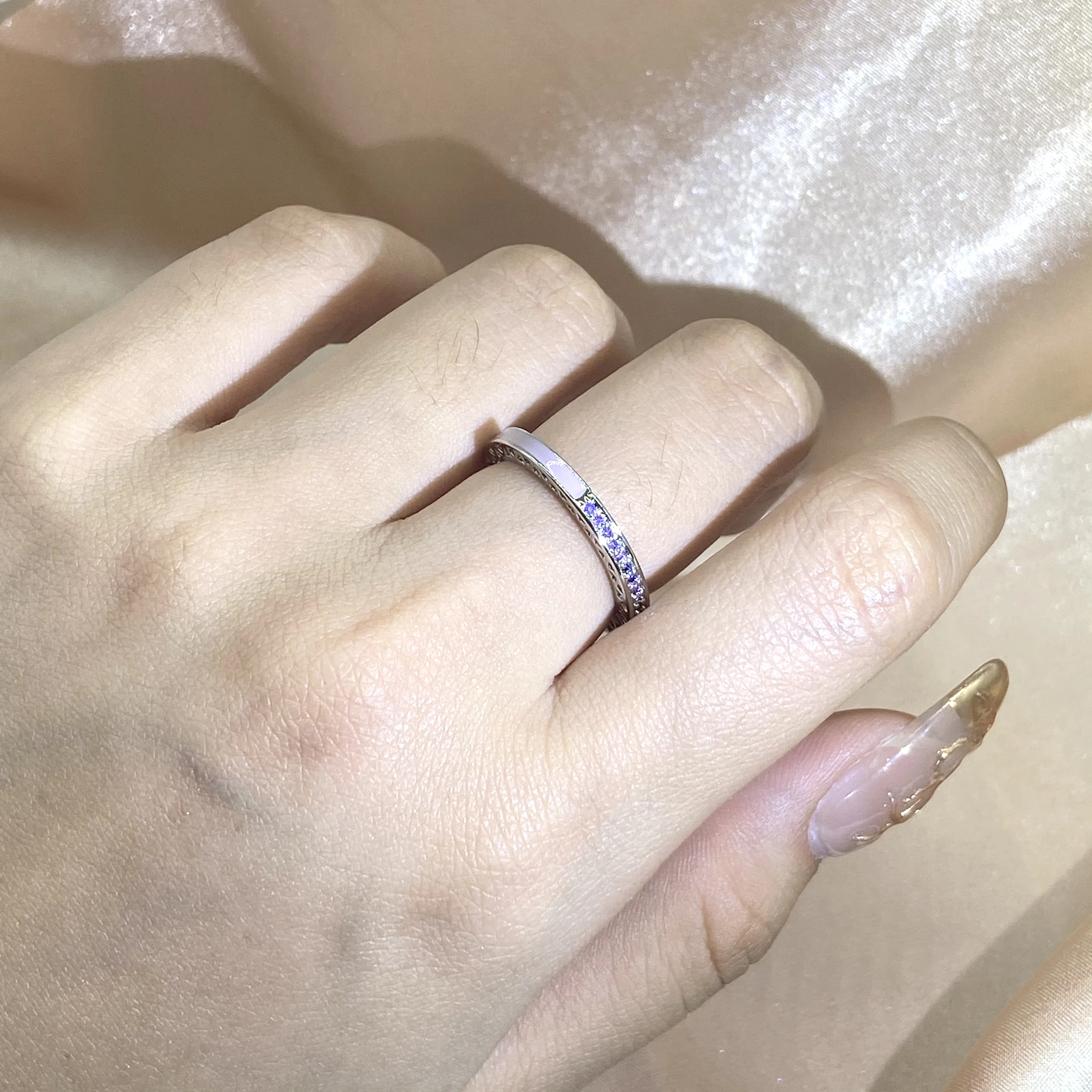 Elegant And Exquisite Light Purple Drip Enamel Ring For Women 925 Stamp Purple Zirconia Party Birthday Jewelry Gift