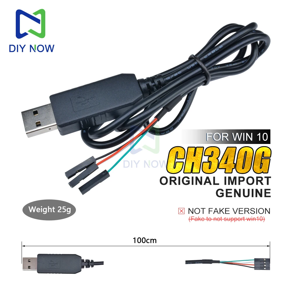 CH340G Download Cable USB 2.0 to TTL Serial Adapter Download Cable for Arduino Raspberry Pi Windows 10/Mac OS X/Linux 1M Cable