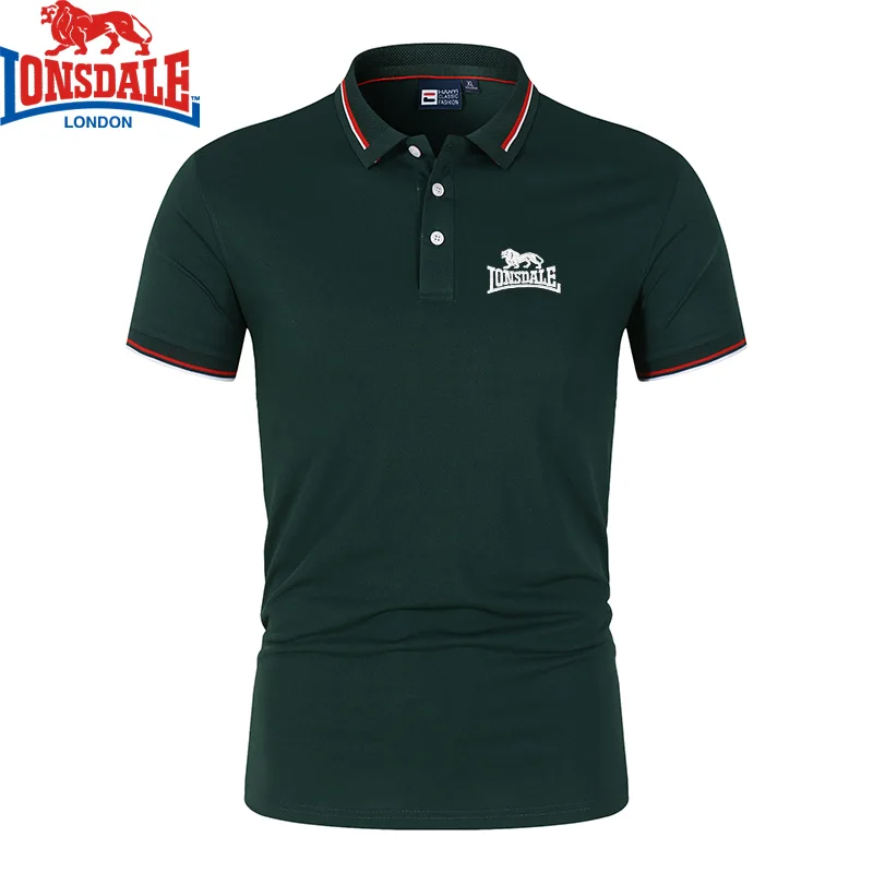 Embroidered LONSDALE New Summer Polo Shirt Men Hot High Quality Men\'s Short Sleeve Top Business Casual Polo-shirt for Men