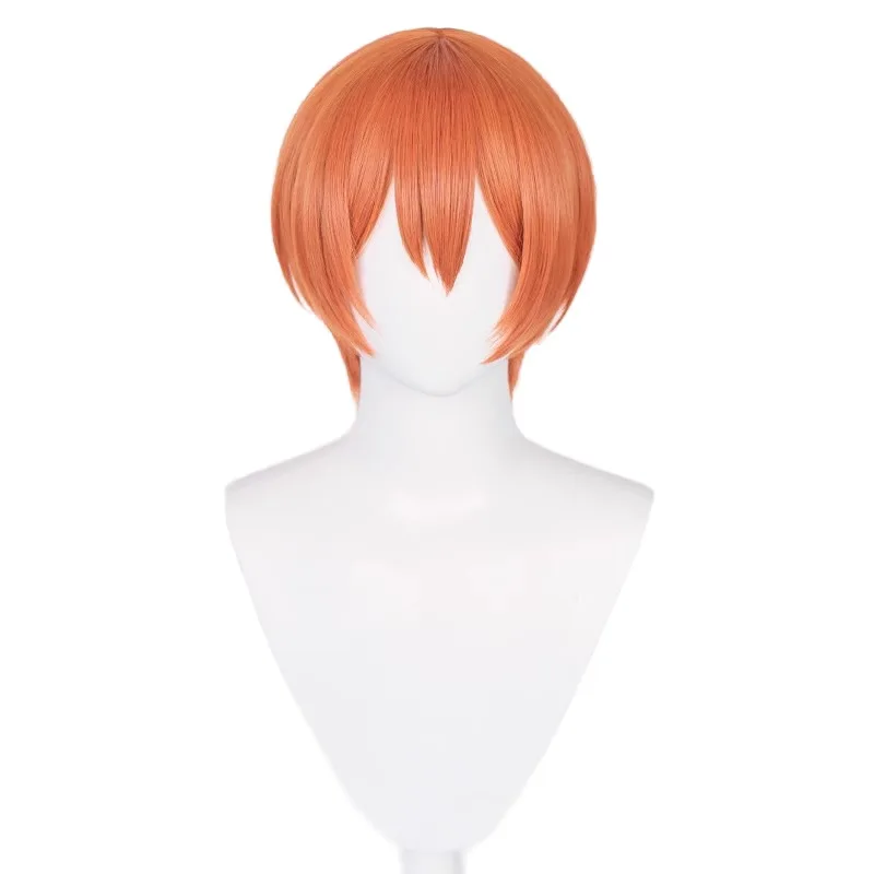 En Stock Rin Hoshizora synthétique Anime 30 cm unisexe Orange rouge Cosplay perruque résistant à la chaleur cheveux Halloween fête perruques + bonnet de perruque gratuit