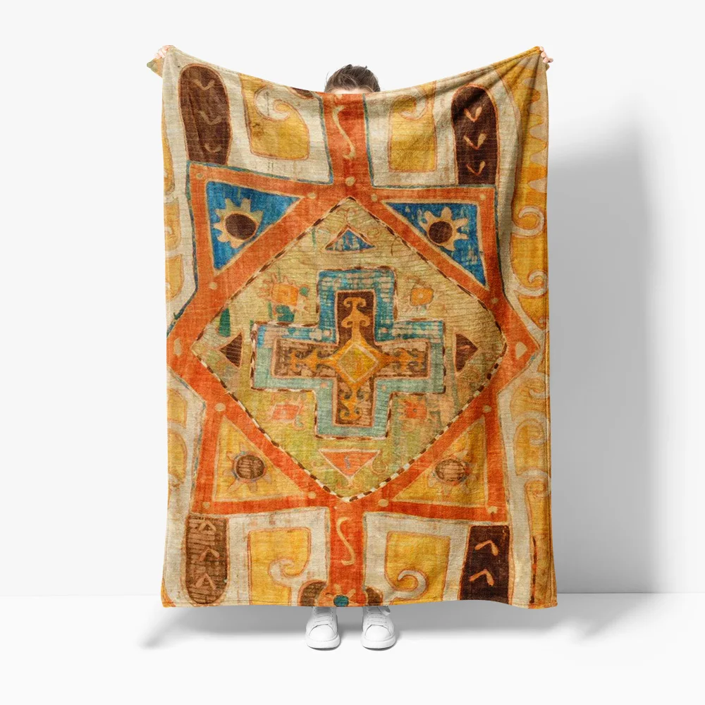 Vintage Ethnic Kilim Rug Boho Bed Blanket Turkish Wool Shag Throw Blanket Decorative Home Decor