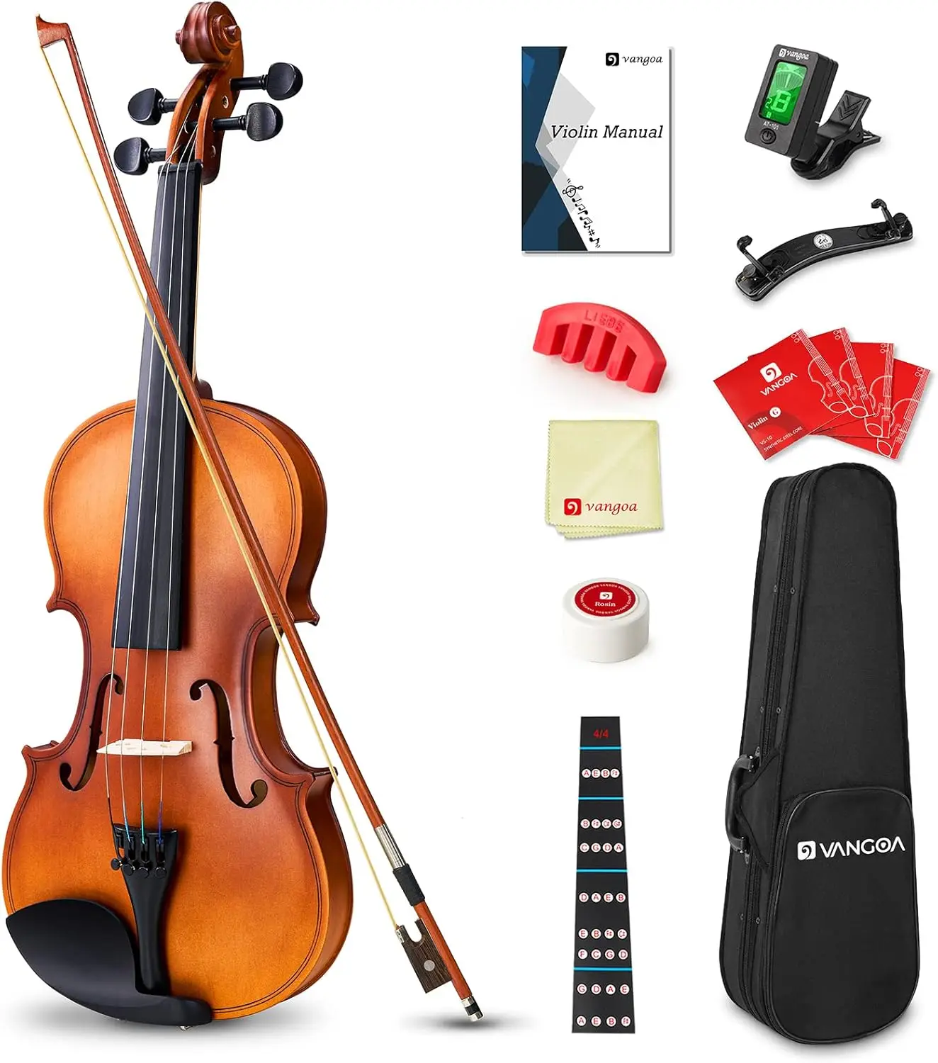 4/4 Violin Full Size Set Spruce Acoustic Violin Fiddle Beginner Kit for Adults Students Kids Teens with Hard Case, Rosin, Should