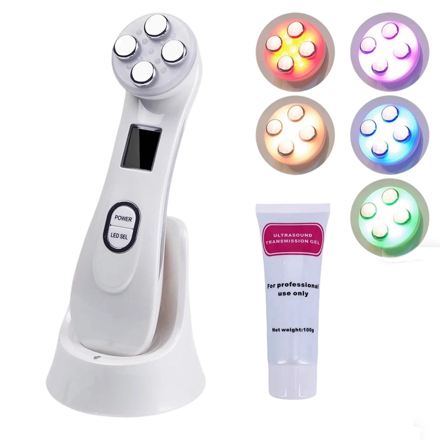 Facial Massager Face Lifting Machine with Ultrasound Gel for massage Beauty Device EMS Micro-current LED Photon Rejuvenation