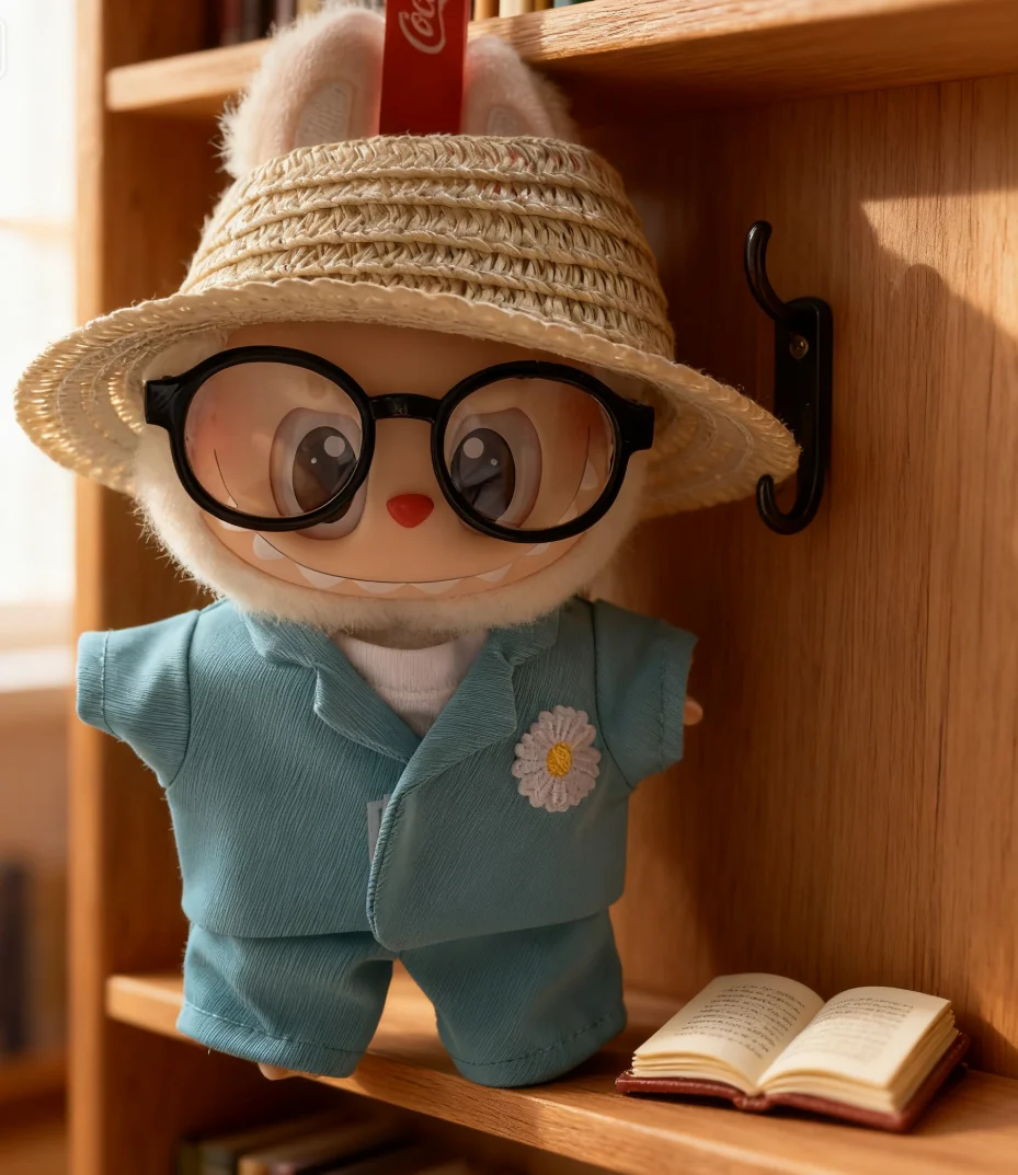 ملابس دمى قطيفة مقاس 6.69 بوصة، مناسبة لدمى خرقة، مجموعة مكونة من 5 قطع تتضمن قبعة ونظارات، لا تشمل الدمية