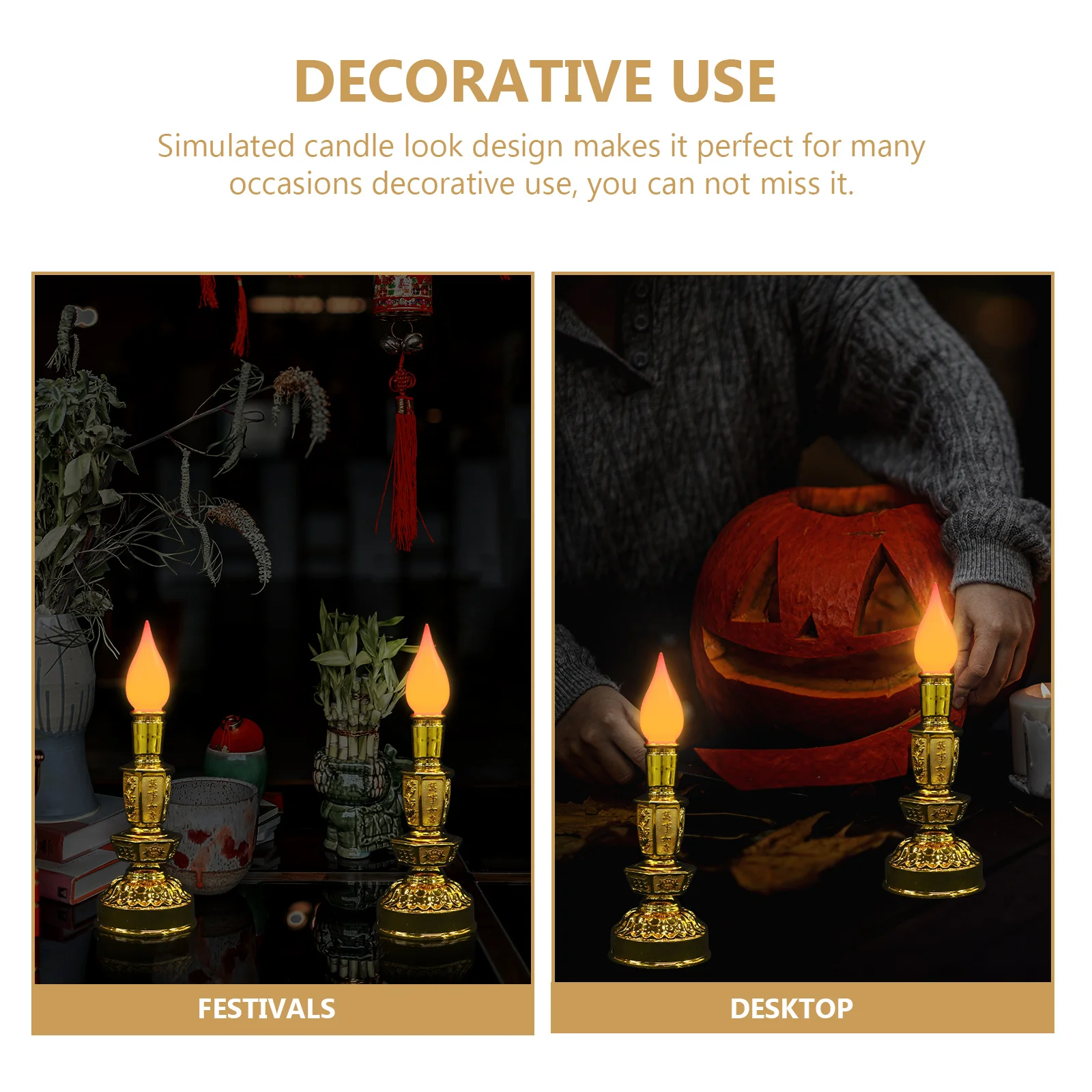 

2pcs Simulated Decorative Electric Lamp For Home Decor Sacrifice Light Warm Atmosphere Unique Buddha Lamps Fake