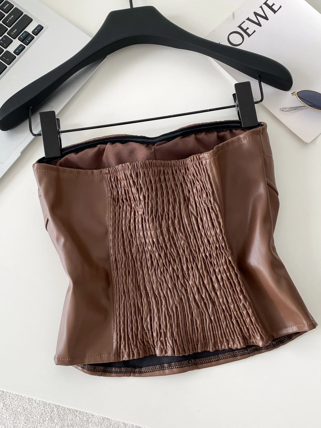 Foamlina Mode Steampunk Stijl Tube Top voor Dames Sexy Strapless Mouwloze Letters Print PU Leer Slanke Bodycon Crop Top