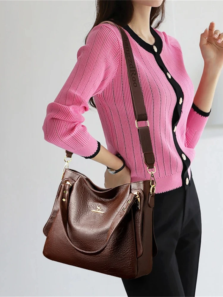 Sacs à main en cuir souple pour femmes, véritable marque, poignée supérieure, porté croisé, fourre-tout Messanger, grande capacité