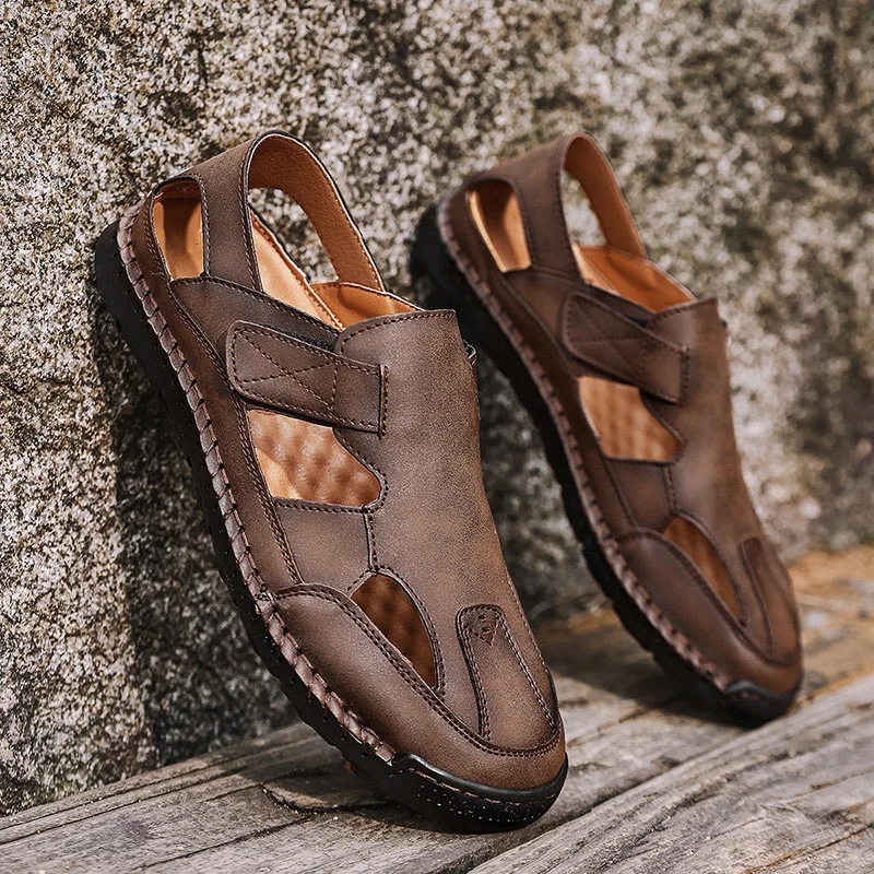 

Men's Leather Hiking Sandals Trekking Leather Sandals Handwoven Men's Leather Sandals for Beach Trekking & City Strolls
