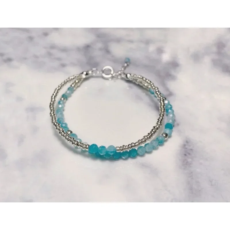 Double Amazon stone bracelet. Fine gemstones finely beaded. A present for her. Beautiful summer jewelry.