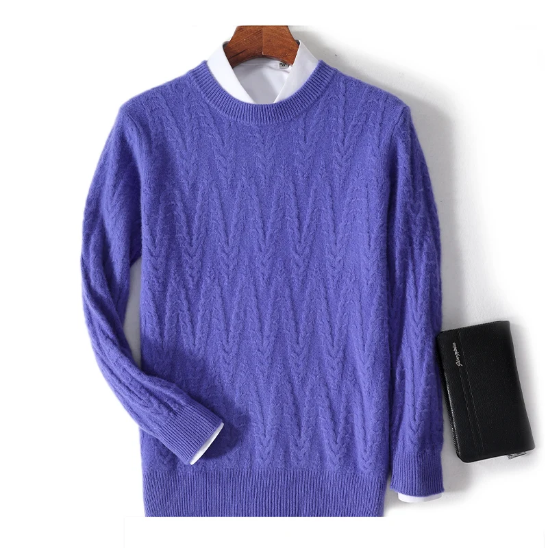 

Fall/Winter 2023 New 100% Sweater Men's O-neck Thickened Business And Leisure Long Sleeve Plus Size Warm Knitted Cashmere Top