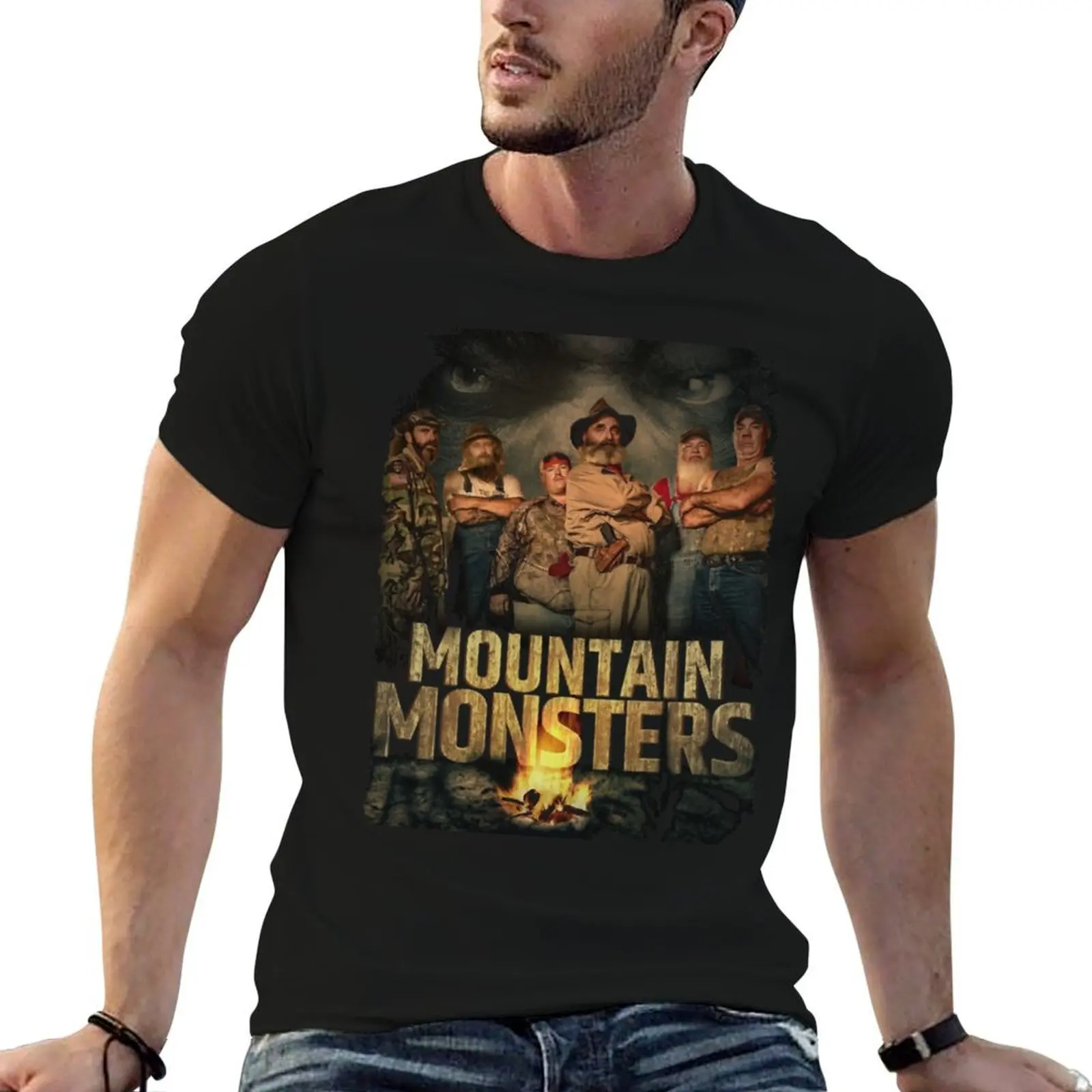 Bigfoot, Werewolf, Hellhound, Lizard Man, and Mothman T-Shirt graphic tee shirt blue archive mens funny t shirts
