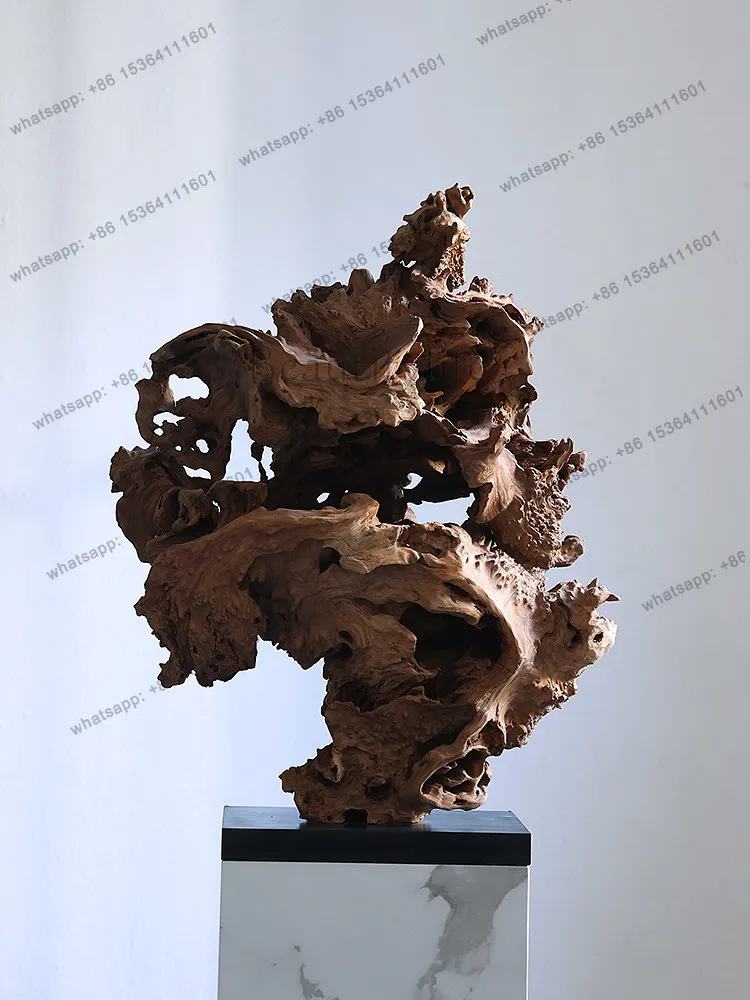 hot wabi-sabi wind dead wood sculpture modeling new Chinese desktop ornament weathered wood root carving floor ornament